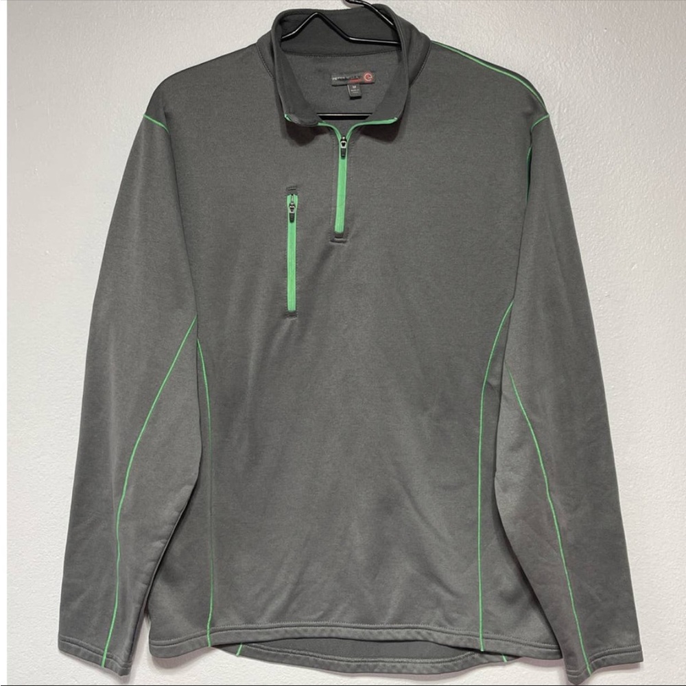 Peter Millar Henley Sweatshirt Men's Size Medium Gray 1/4 Zip Body Warmer